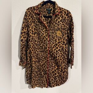 Lauren Ralph Lauren cheetah print night gown size large 100% cotton
